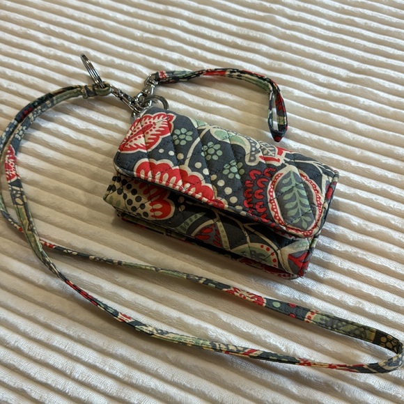 Vera Bradley Nomadic Floral Gray Snap Wallet Card Holder Wristlet and Lanyard - Picture 3 of 16